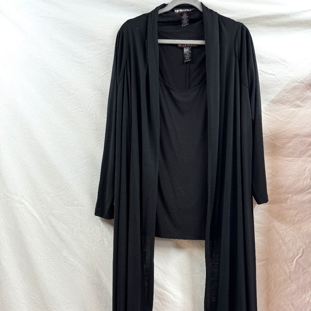 RANDOLPH DUKE SPIRITED 2 PC TANK/CARDIGAN - BLACK